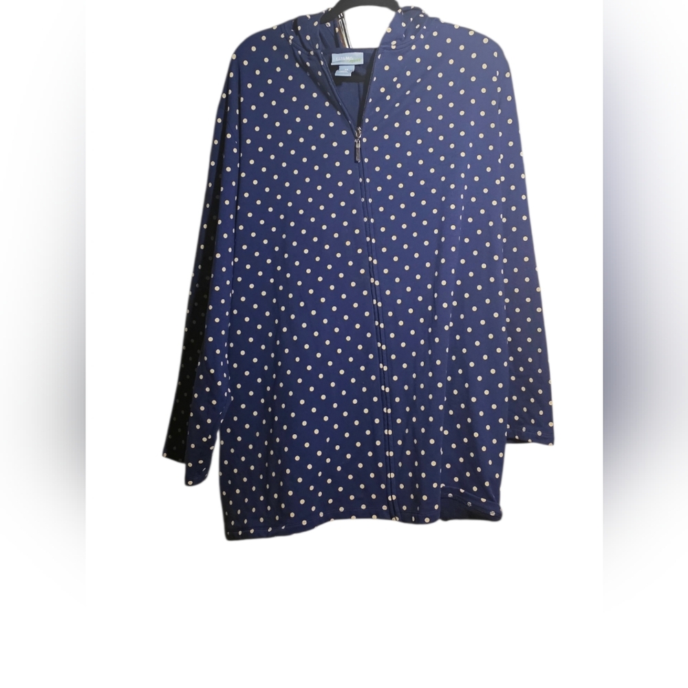 Liz & Me Navy Blue Polka Dot Zip Hoodie
